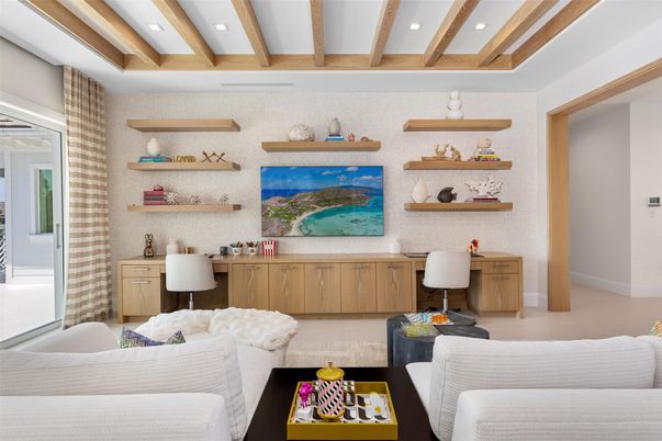 Home Office, Interior, Recessed Lighting, Wooden Beams