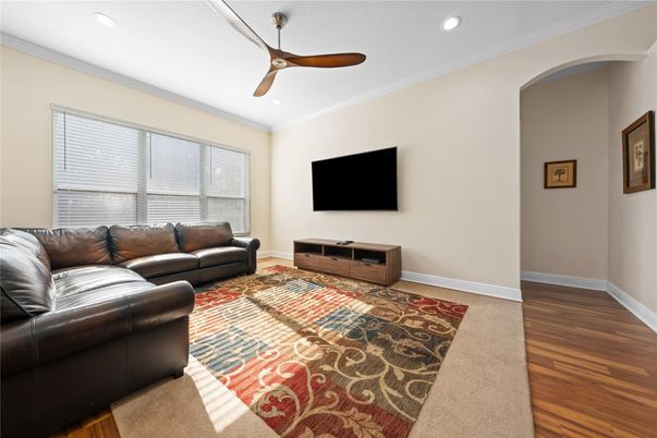 Interior, Living room, Recessed Lighting, Wood Texture Flooring