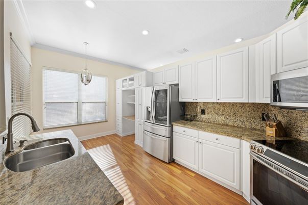 Interior, Kitchen, Pendant Lights, Recessed Lighting, Wood Texture Flooring