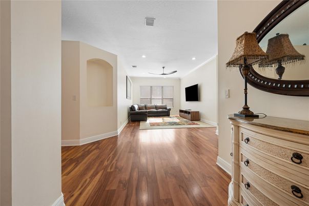 Interior, Living room, Recessed Lighting, Wood Texture Flooring