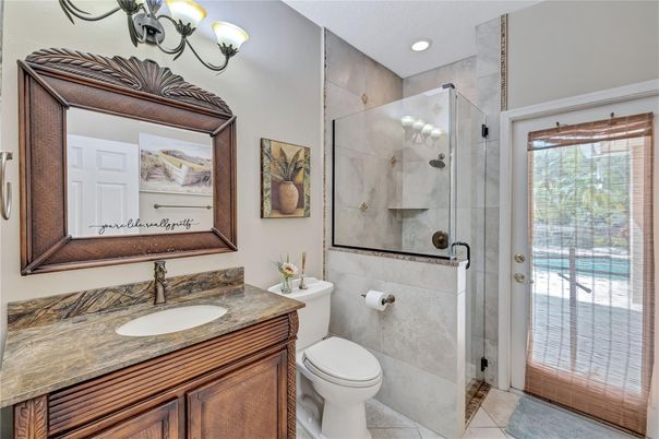 Bathroom, Glass Shower, Interior, Recessed Lighting