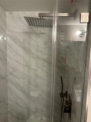 Bathroom, Glass Shower, Interior, Marble Walls