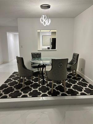 Dining room, Interior, Marble, Pendant Lights