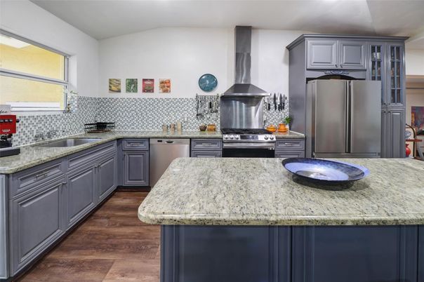 Interior, Kitchen, Stainless Steel Appliances, Wood Texture Flooring