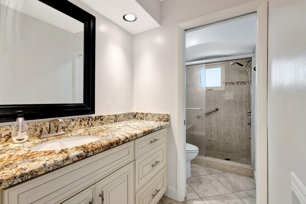 Bathroom, Dual Sink Vanities, Glass Shower, Interior, Recessed Lighting