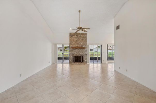 Empty room, Fireplace, Interior, Pendant Lights