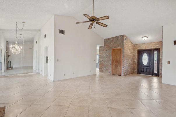 Chandelier, Empty room, Interior, Stone Walls