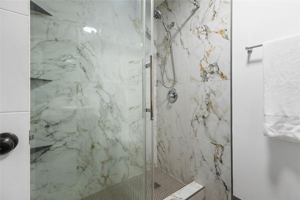 Bathroom, Glass Shower, Interior, Marble Walls
