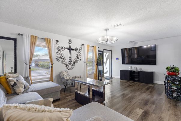 Chandelier, Interior, Living room, Wood Texture Flooring