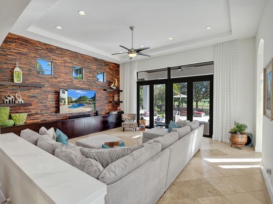 Interior, Living room, Recessed Lighting, Stone Walls