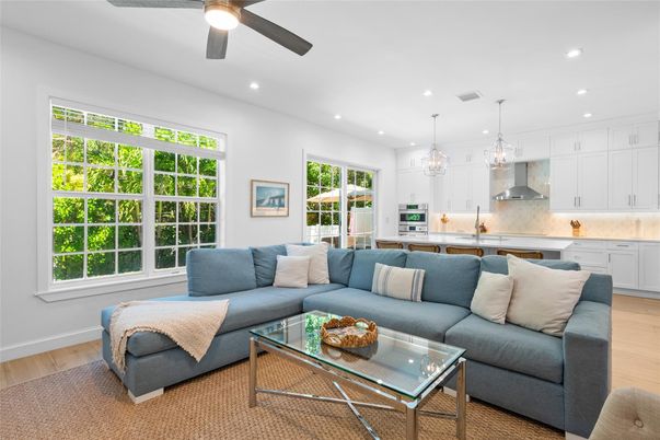Interior, Kitchen, Living room, Pendant Lights, Recessed Lighting, Stainless Steel Appliances, Wood Texture Flooring