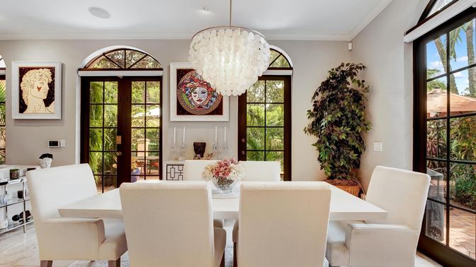 Chandelier, Dining room, Interior, Recessed Lighting