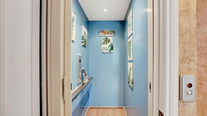 Elevator, Interior, Recessed Lighting, Wood Texture Flooring