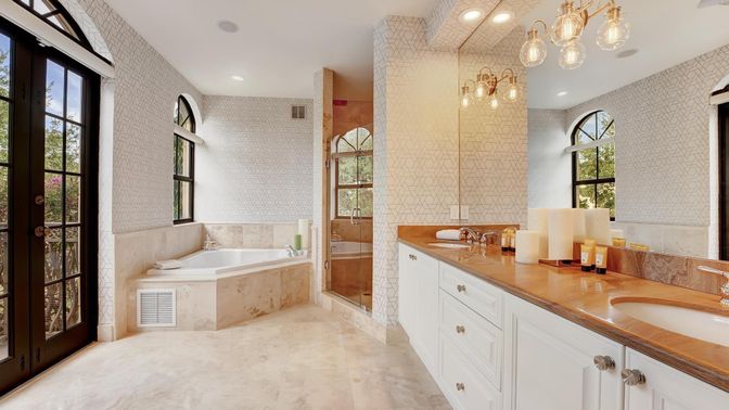 Bathroom, Dual Sink Vanities, Interior, Recessed Lighting
