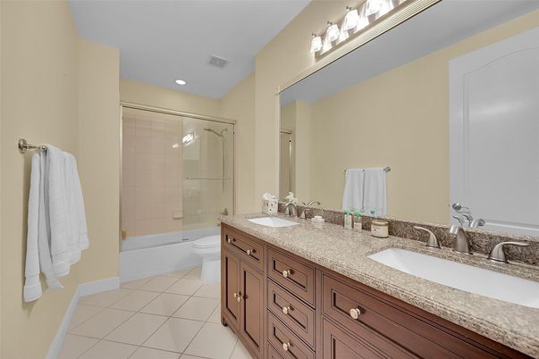 Bathroom, Dual Sink Vanities, Glass Shower, Interior, Recessed Lighting