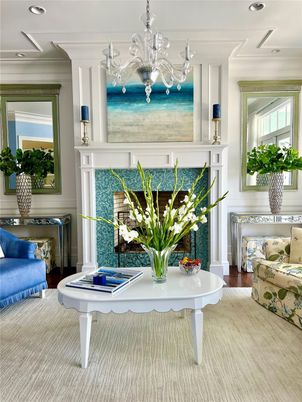 Chandelier, Fireplace, Interior, Recessed Lighting, Wood Texture Flooring