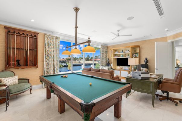 Billiard Table, Game Room, Home Office, Interior, Pendant Lights, Recessed Lighting, Water
