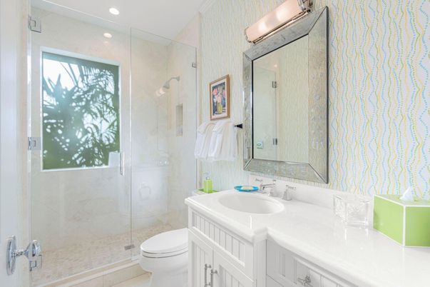 Bathroom, Glass Shower, Interior, Recessed Lighting