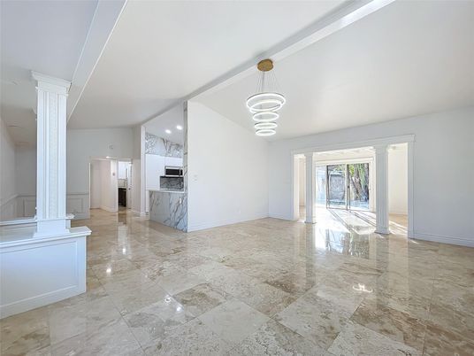 Empty room, Interior, Kitchen, Pendant Lights, Recessed Lighting