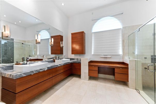 Bathroom, Dual Sink Vanities, Glass Shower, Interior, Recessed Lighting