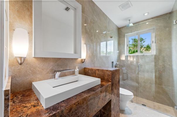 Bathroom, Glass Shower, Interior, Recessed Lighting