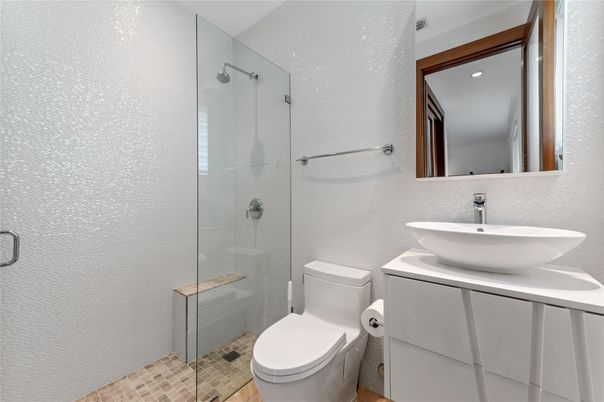 Bathroom, Glass Shower, Interior, Recessed Lighting