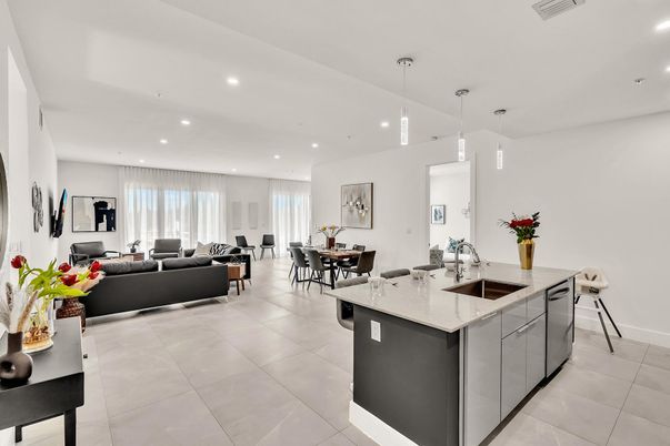 Dining room, Interior, Kitchen, Living room, Pendant Lights, Recessed Lighting