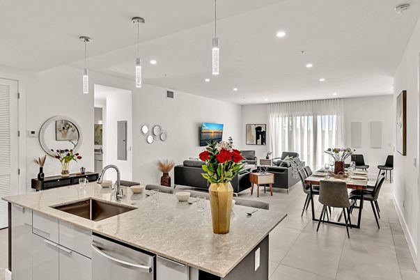 Dining room, Interior, Kitchen, Living room, Pendant Lights, Recessed Lighting