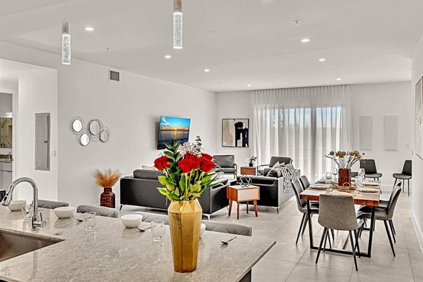 Dining room, Interior, Living room, Pendant Lights, Recessed Lighting