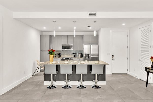 Interior, Kitchen, Pendant Lights, Recessed Lighting, Stainless Steel Appliances