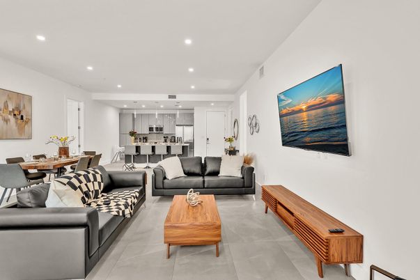 Dining room, Interior, Kitchen, Living room, Recessed Lighting, Stainless Steel Appliances