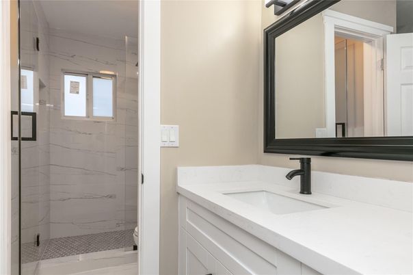 Bathroom, Glass Shower, Interior, Marble Walls
