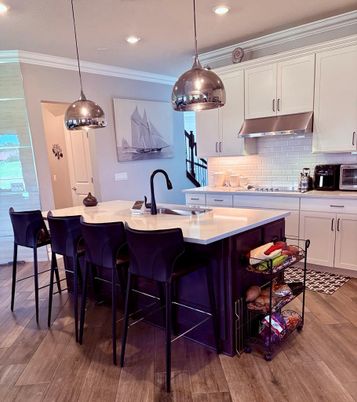Interior, Kitchen, Pendant Lights, Recessed Lighting, Wood Texture Flooring