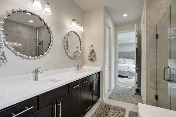 Bathroom, Bedroom, Dual Sink Vanities, Glass Shower, Interior, Recessed Lighting