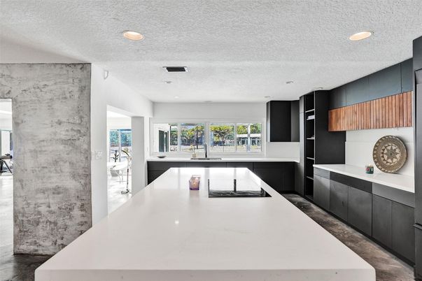 Interior, Kitchen, Marble Walls, Recessed Lighting