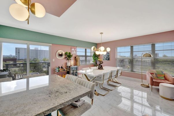 Dining room, Interior, Marble, Pendant Lights