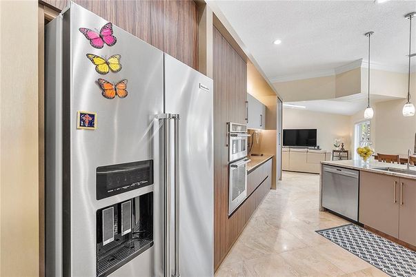 Interior, Kitchen, Pendant Lights, Recessed Lighting, Stainless Steel Appliances