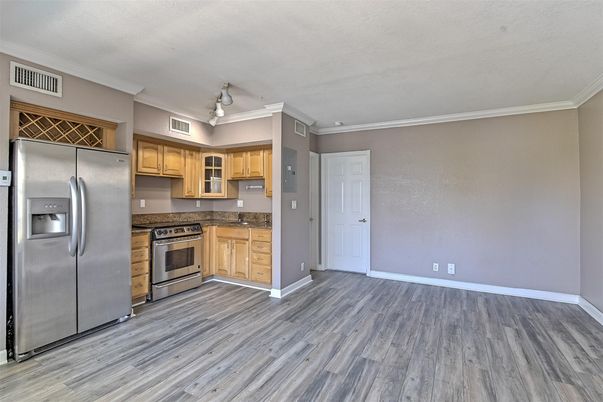 Interior, Kitchen, Stainless Steel Appliances, Wood Texture Flooring