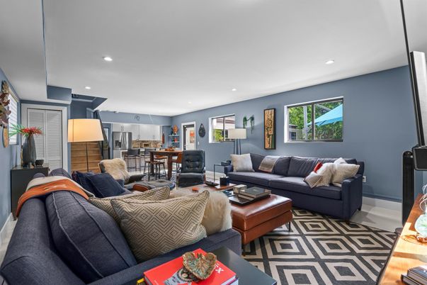 Dining room, Interior, Kitchen, Living room, Recessed Lighting, Stainless Steel Appliances