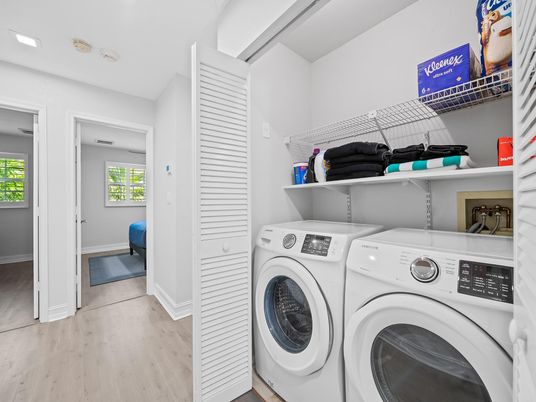 Interior, Recessed Lighting, Utility Closets, Washer, Wood Texture Flooring