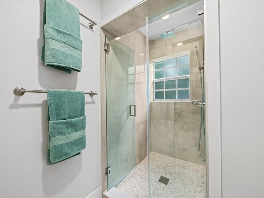 Bathroom, Glass Shower, Interior, Recessed Lighting