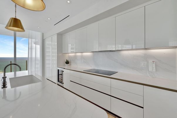 Interior, Kitchen, Marble, Marble Walls, Recessed Lighting, Water