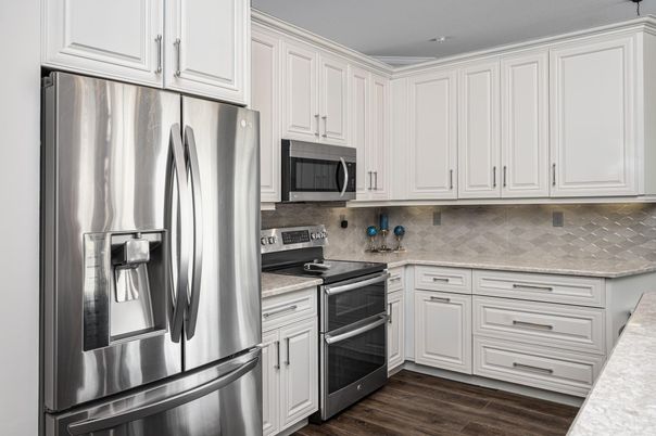Interior, Kitchen, Stainless Steel Appliances, Wood Texture Flooring