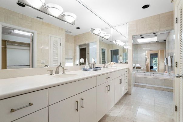 Bathroom, Dual Sink Vanities, Glass Shower, Interior