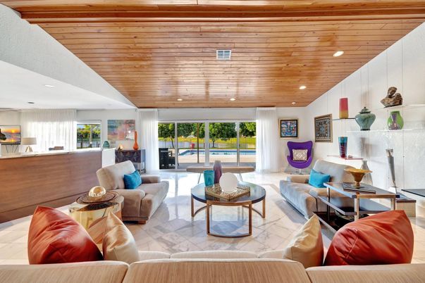 Interior, Living room, Recessed Lighting, Wooden Ceilings