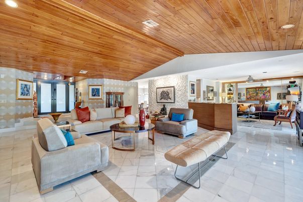 Dining room, Interior, Living room, Recessed Lighting, Wooden Ceilings