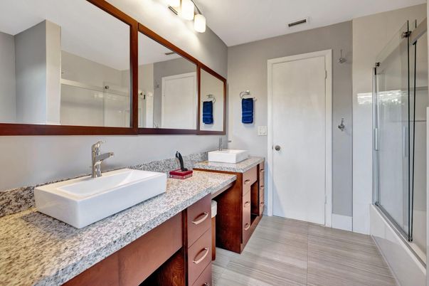 Bathroom, Dual Sink Vanities, Glass Shower, Interior