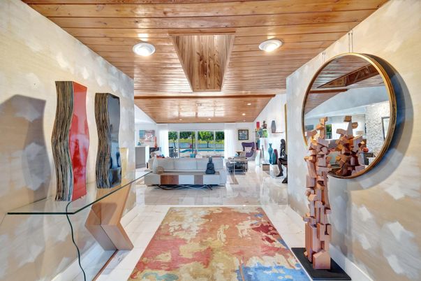 Interior, Living room, Recessed Lighting, Wooden Ceilings