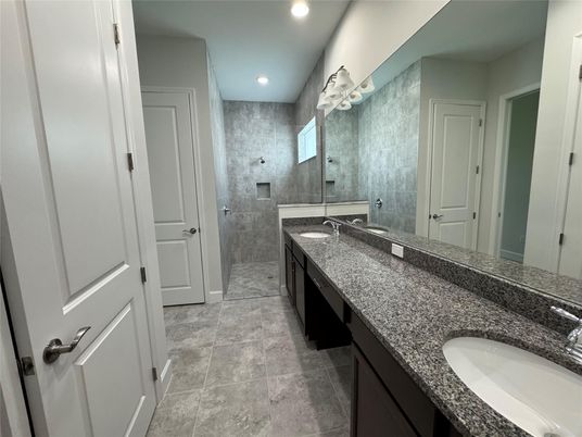 Bathroom, Dual Sink Vanities, Glass Shower, Interior, Recessed Lighting