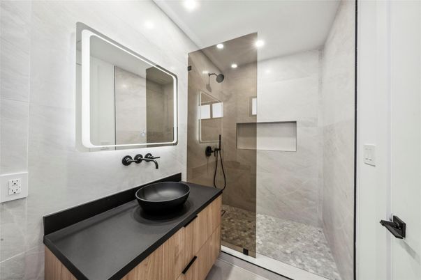 Bathroom, Dual Sink Vanities, Glass Shower, Interior, Recessed Lighting